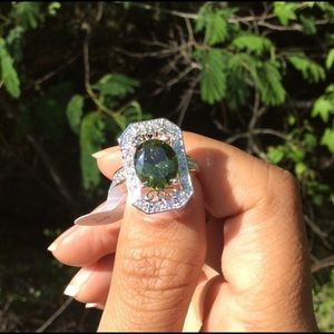 Cubic Zirconia Stones Set Ring Stamped 925 Sterling